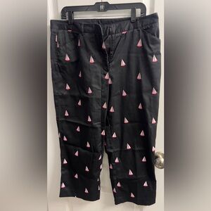 Lilly Pulitzer white label Black Capris with boat embroidery.